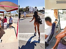 Naked Public Bus Ride and Walk Embarrassed ENF