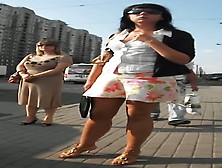 Hot public candid upskirt (fake) video of a white unsuspecting slut