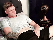 Inked Guy Pulls His Cock Out To Masturbate At Porn Casting