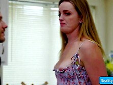 Lustful breasty wife longing her hubby's weenie and get her bush licked previous to screwing