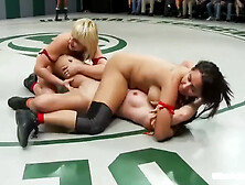 Ariel X And Isis Love In Wrestling Championship.  Loser Gets Fucked With A Strapon