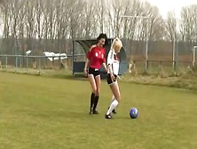 Two Sexy Teen 18+ Chicks Outdoor Lesbian Football Fun