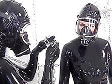 Black Catsuit Girls Gasmask