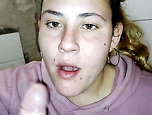 Homemade Blowjob in the Bathroom from an Argentinian girl who takes a huge load in her mouth