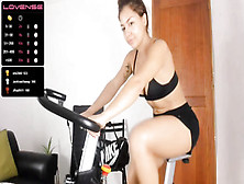 Sporty chick Homemade fitness training webcam