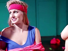 Vintage fitness lezzies going crazy in an all girl orgy