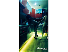 Beautiful slender wife in erotic bodysuit fucked in the kitchen in all positions