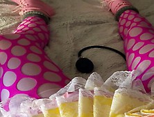 Locked Latex Sissy Inflates Plug To Massage Prostate