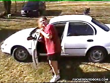 FUCKED OUTDOORS - Wife Loses Bet