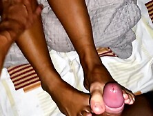 Oriental hotty Footjob with a large wang