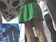 Great upskirt (fake) flash on the stairs