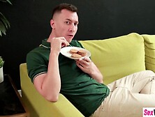 Sexy teen drank large dong and hot angel enjoyed coarse sex with stepbro