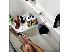 Pawg milf toys pussy in the shower