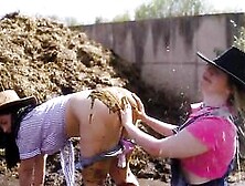 Lesbian sluts and cow dung smearing sex