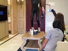 Two mistress trampling foot slave 国产双女王调教