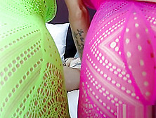 Sarah & Penny Give A Double Bj In Colorful Clothes