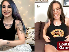 Two incredible dolls playing a strip game on webcam