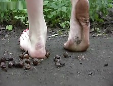 Diana (Russia) Crushes Snails Barefoot