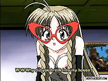 Tied up hentai guy gets whipped and fucked by girl