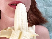 Sucks And Fucking Pussy Juicy Banana.  Close Up