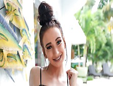 Bewitching Alessia Luna at lingerie trailer