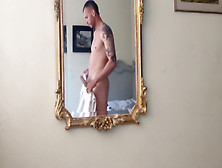 Straight Guy With Tattoos Masturbates In The Mirror