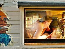 Theas enjoying some oral pleasure at the shop - porn art