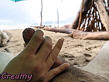 MissCreamy Slut Teacher: Slow Handjob in 4K Under Public Umbrella in Rain!