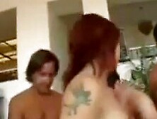 Motivational Redhead Gangbanged by Whole Team