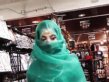 Exotic Arab babe Nadia Ali fucked by black in porn shop