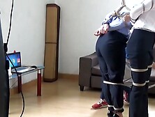 Asian Cop And Robber Tied