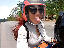 Big butt Thai amateur teen 18+ girlfriend hot sex in public in a coffee shop