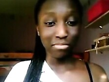 Sweet ebony teen teases on her camera