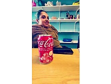 Unaware coworker drinks cum