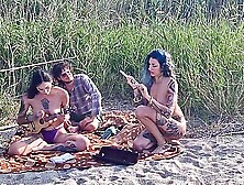 Spin The Bottle Game On The Beach -unforgettable Holiday Sex W.  Two Stunning Girls English Subtitles