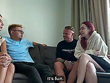 I Swappe My Hawt GF with Some other Pair & Screwed His Breasty Wife Untill I Exploded on Her Snatch