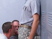 Horny Military Studs Suck Off Sergeant Before Anal Threesome