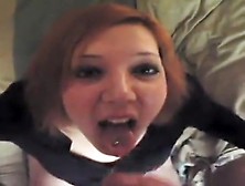 Cute Redheaded Girl Accommodates Cock In Her Mouth...