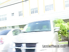 Brunette teen cuttie sucks and fucks in car (18+)