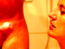 Cock-Hungry Girl Blows Her Man And Tosses His Salad Under The Shower