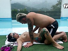 Horny Colombian gets an erotic massage by the pool - Katty Blake II
