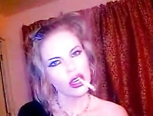 Sassy Blonde Smokes A Cigarette In Homemade Solo Clip