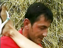 Incredible blonde farmer tired from work recovering her energy by having a fuck