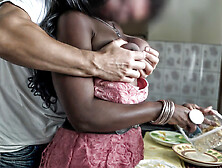 Ebony hot MILF housewife railed in the kitchen making a big mess