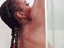 Beautiful ebony teen babe in braids pussy fucked in POV by a BBC