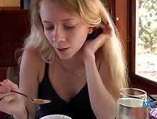 Blonde cutie Riley Star wraps her lips around a delicious dick