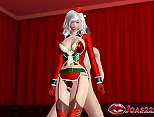 Christmas CG Manga of Hot Large Melons Ms.  Santa in Red Underware - Thighjob Fetish,  Reverse Standing Screw & Creampie