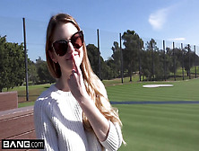 Nadya Nabakova puts her pussy on display at the golf course