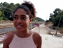 Glamorous ebony hottie Luna Corazon opens her nice pussy for a white dick