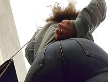 Woman's Bum In Tight Denim In The Morning